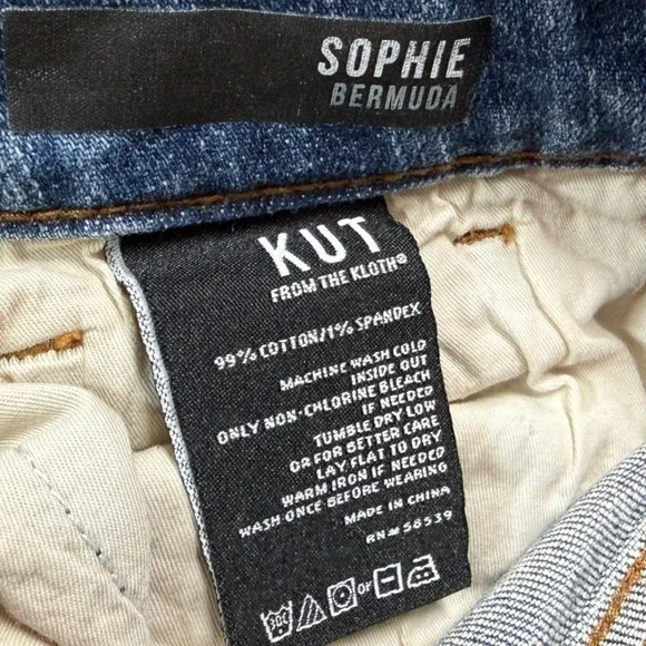 KUT From The Kloth Sophie Bermuda Distressed Denim Shorts Women's Size 16 Casual - Picture 10 of 12